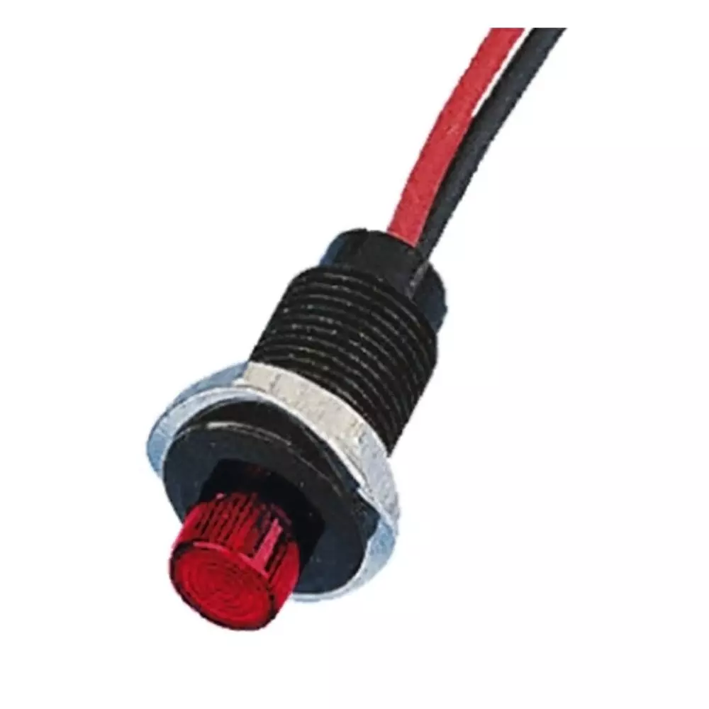 Oxley Red Panel Mount Indicator, 10.2 mm Mounting Hole Size, Lead Wires Termination, OXL/CLH/100/P/FL30/AL
