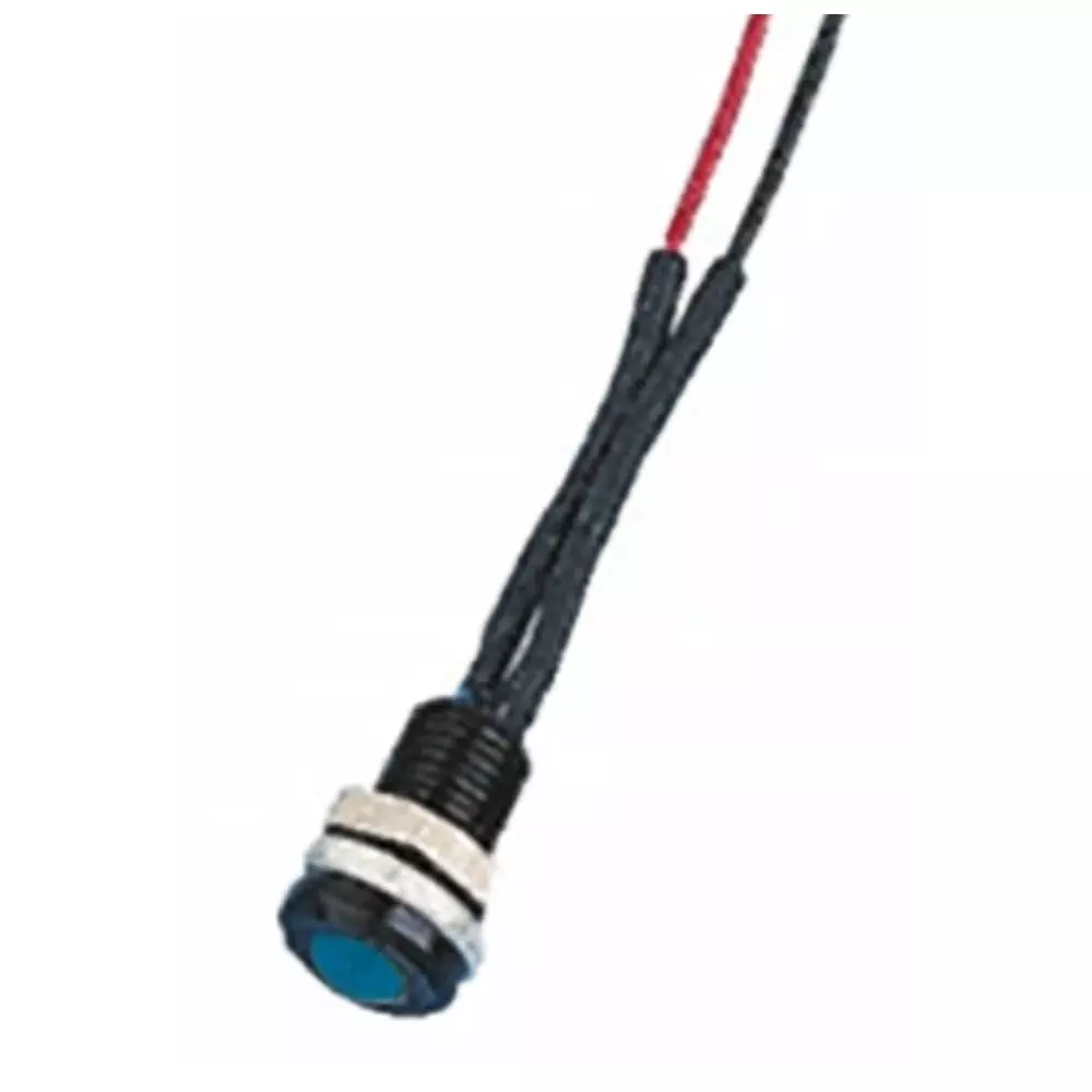 Oxley Blue Panel Mount Indicator, 24V ac, 6.4 mm Mounting Hole Size, Lead Wires Termination, IP66, OXL/CLH/63/24AC/FL30/BE