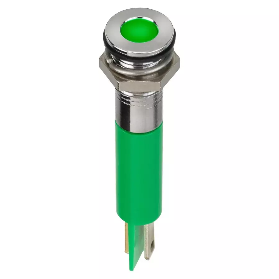APEM LED INDICATOR, PANEL, 8MM, GREEN, 220VAC, Q8F1CXXHG220E