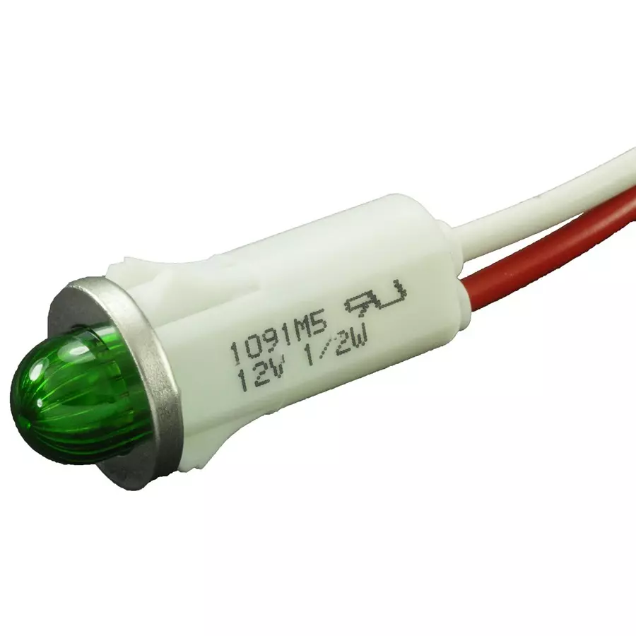 VCC PANEL MOUNT INDICATOR, LED, 12.7MM, GREEN, 12V, 1091M5-12V