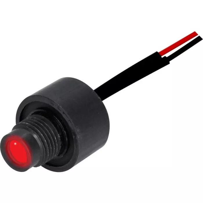 Oxley STR501 Series Red Indicator, 230V dc, 8 mm Mounting Hole Size, Lead Wires Termination, IP68, STR/501/LH8/230/FL30/AL