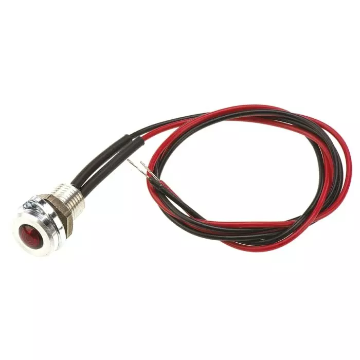 Oxley Red Panel Mount Indicator, 24V ac, 6.4 mm Mounting Hole Size, Lead Wires Termination, IP66, OXL/CLH/63/24AC/FL30/AL