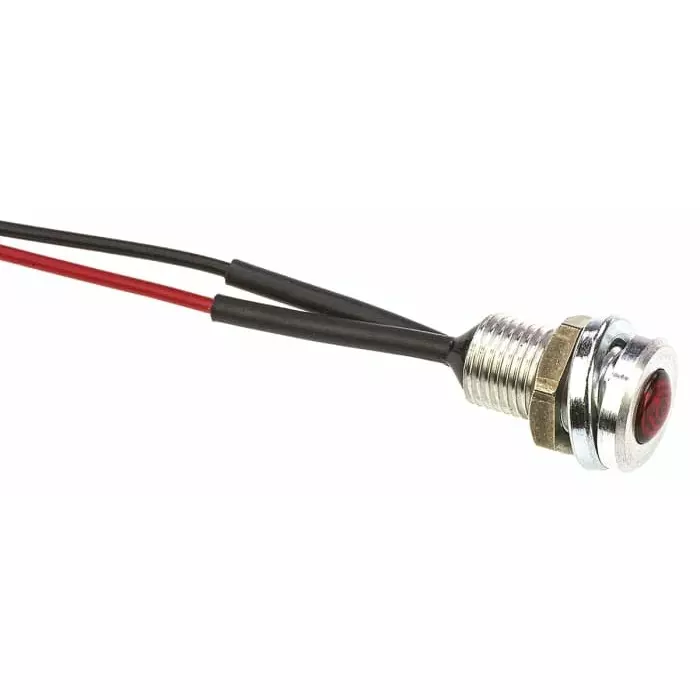 Oxley Red Panel Mount Indicator, 24V ac, 6.4 mm Mounting Hole Size, Lead Wires Termination, IP66, OXL/CLH/63/24AC/FL30/AL