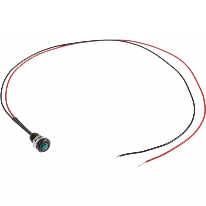 Oxley Green Panel Mount Indicator, 3.6V, 6.4 mm Mounting Hole Size, Lead Wires Termination, IP66, OXL/CLH/63/BB/FL30/GN