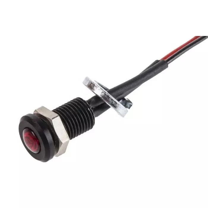 Oxley Red Panel Mount Indicator, 12V ac, 6.4 mm Mounting Hole Size, Lead Wires Termination, IP66, OXL/CLH/63/B/12AC/FL30/AL