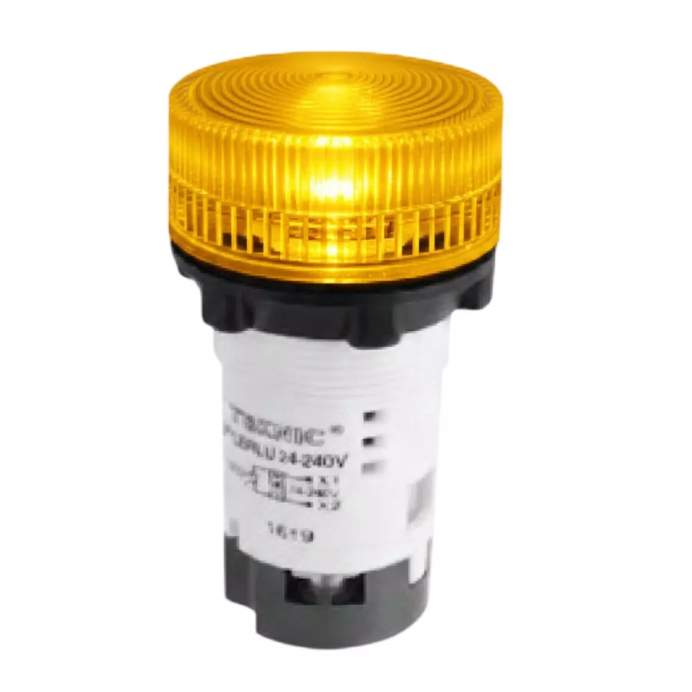 Teknic Economy Pilot Light with Integral LED 277 V AC 22.5 mm Hole Diameter Yellow Lens, 3PLBR8L