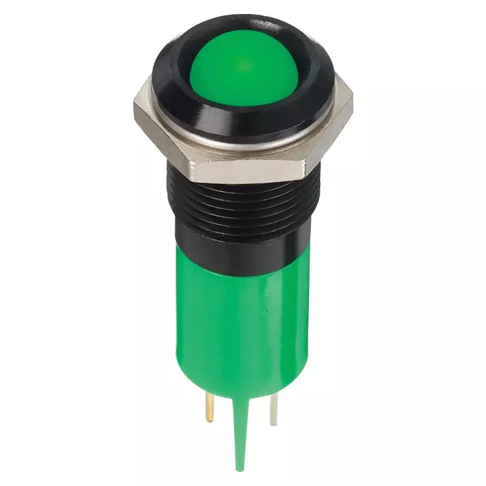 APEM LED INDICATOR, PANEL, 14MM, GREEN, 12V, Q14P1BXXHG12E