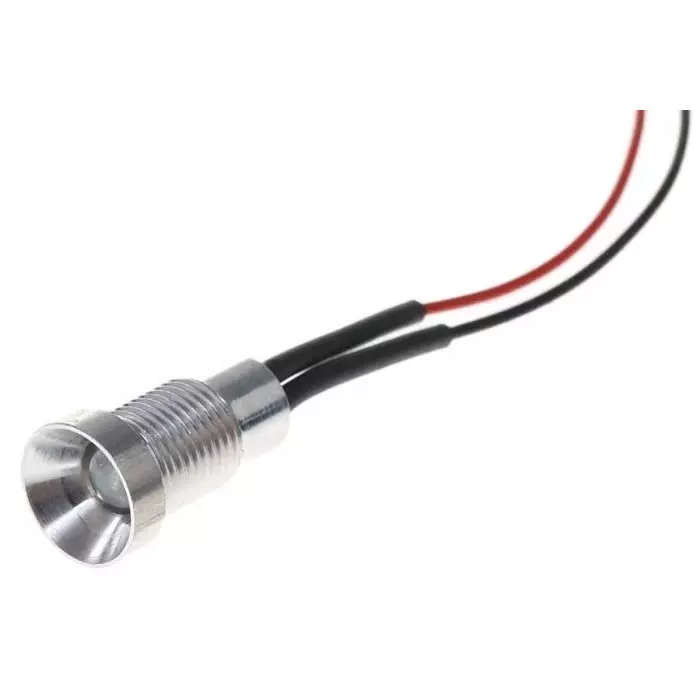 Oxley Blue Panel Mount Indicator, 8 mm Mounting Hole Size, Lead Wires Termination, IP67, OXL/CLH/80/12AC/FL30/Blue