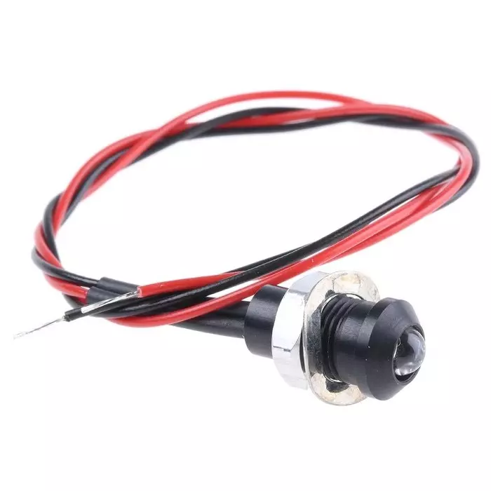 Oxley Yellow Panel Mount Indicator, 8 mm Mounting Hole Size, Lead Wires Termination, IP67, OXL/CLH/80/P/12AC/FL30/Yellow