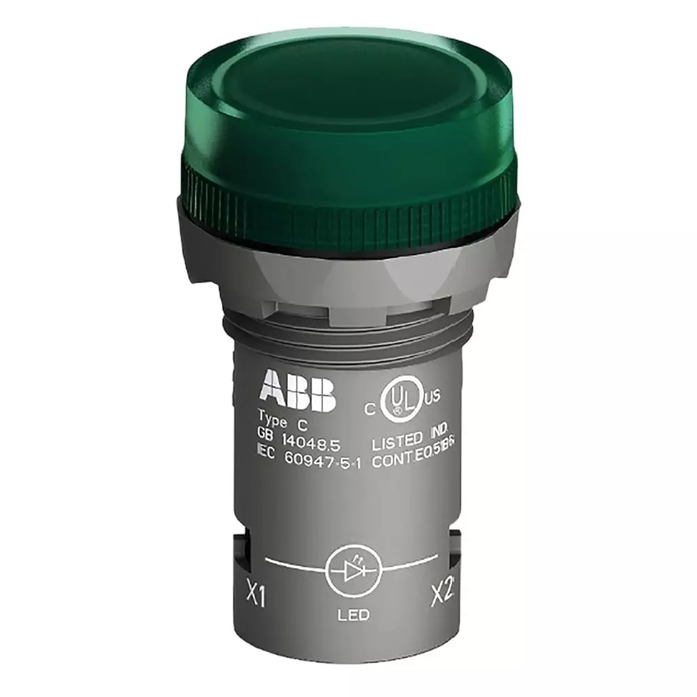 ABB CL2-502G, Panel Mount Green LED Pilot Light, 22mm Cutout, IP66, IP67, IP69K, Round, 24 V AC/DC, 1SFA619403R5022CL2-502G