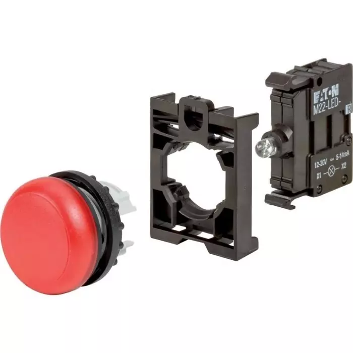EATON Red LED Indicator, 22.5 mm Cutout, IP67, IP69K, Round, 110926 M22-L-R-LED-BVP