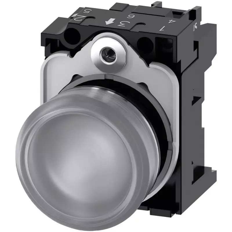 Siemens SIRIUS ACT 3SU11, Panel Mount White LED Indicator, 22mm Cutout, Round, 230 V AC, 3SU1156-6AA70-1AA0