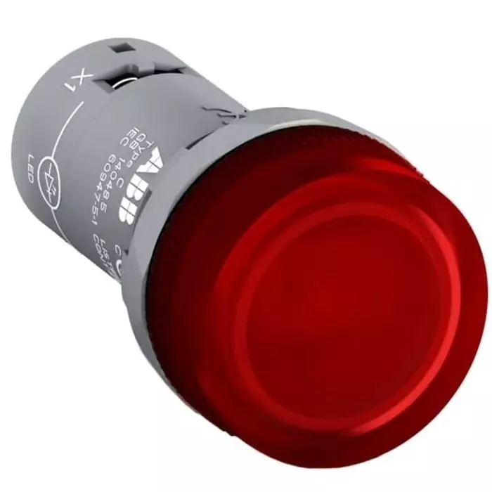 ABB Panel Mount Red LED Pilot Light, 22mm Cutout, IP66, IP67, IP69K, Round, 24 V AC/DC, 1SFA619403R5021CL2-502R