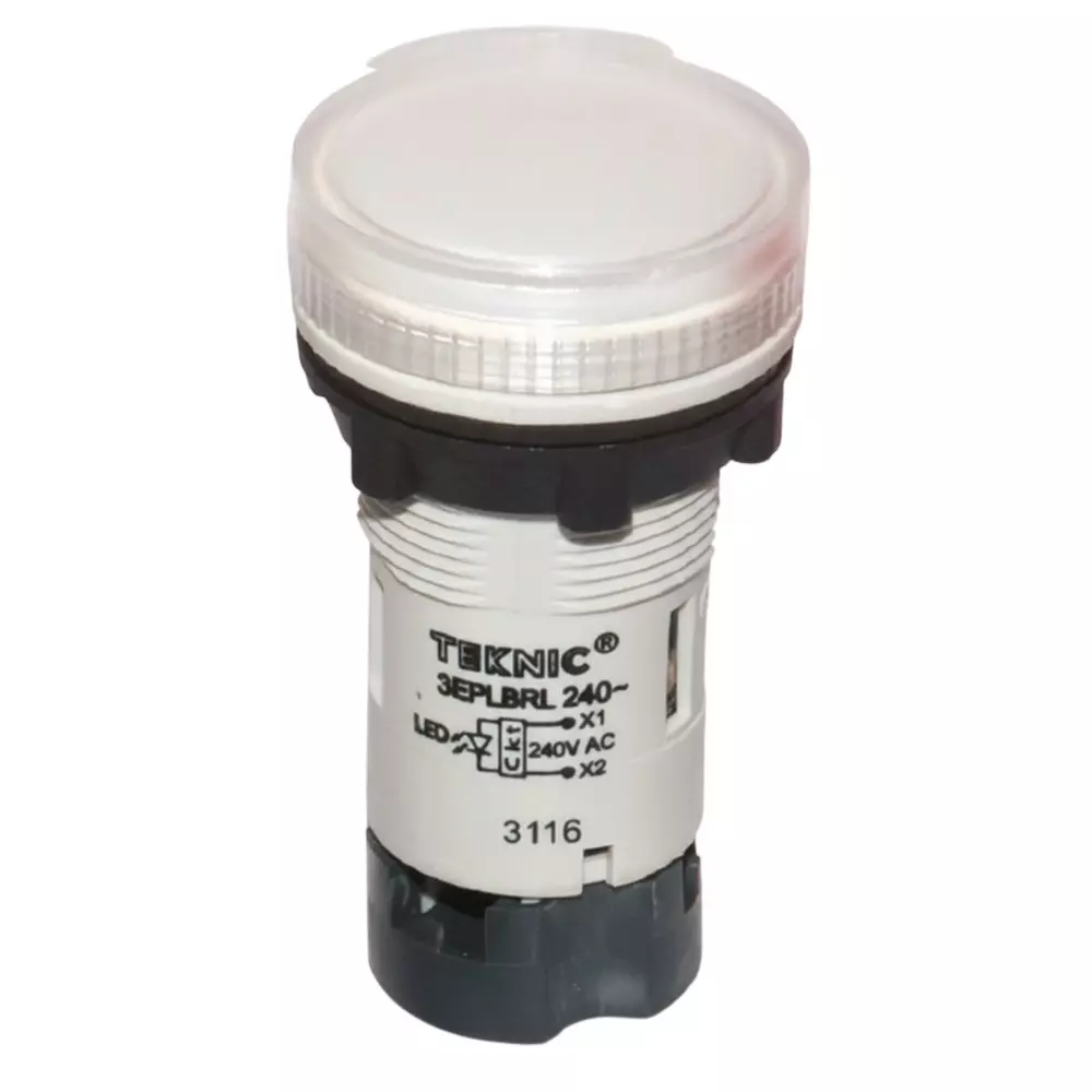 Teknic Pilot Light with Integral LED 6 V DC 22.5 mm Hole Diameter Plastic Clear Lens, 3EPLBR7L(S)