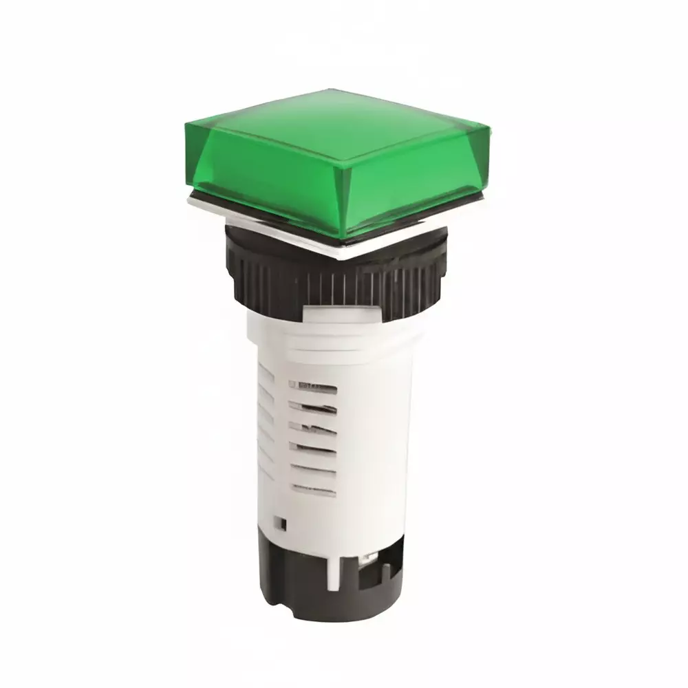 Teknic Economy Square Integral LED Pilot Light 48 VDC Green LED Color & Green Lens Color, 6PLBR3LQ