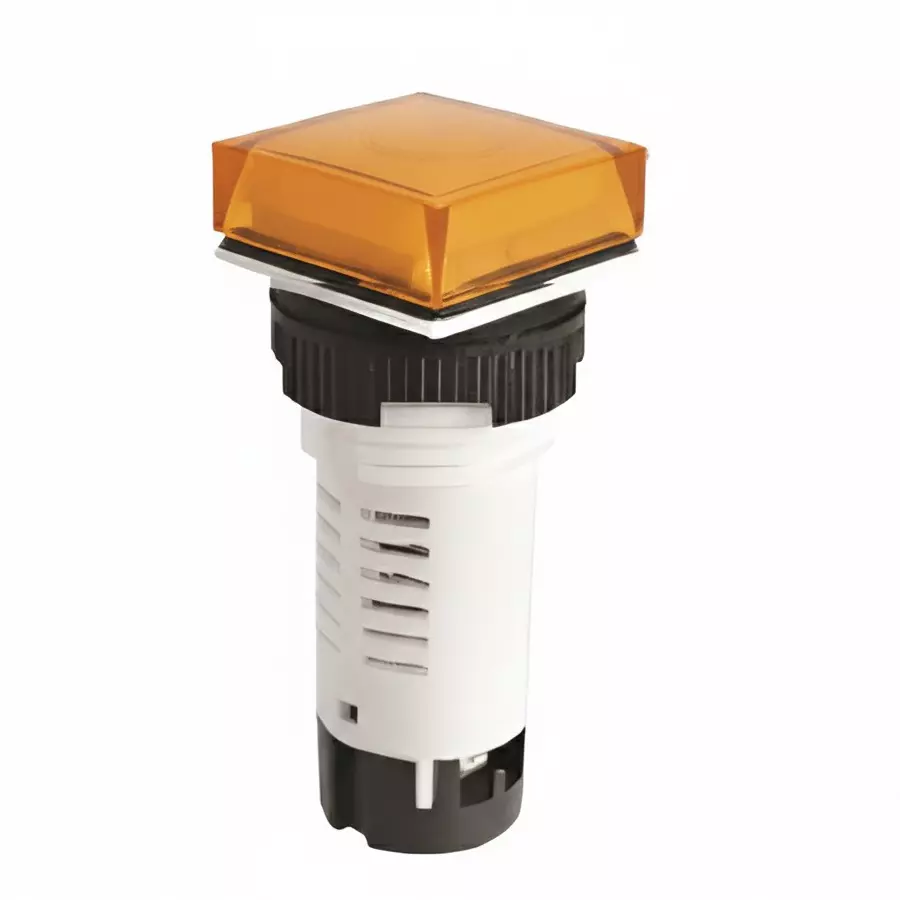 Teknic Economy Square Integral LED Pilot Light 110 VAC Amber LED Color & Amber Lens Color, 6PLBR5LQ