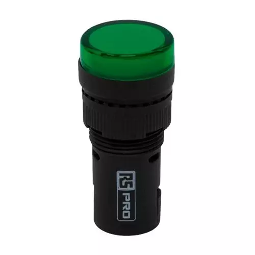 RS PRO LED Pilot Light Panel Mount 12 V AC/DC Green LED, 2717474 (Pack of 5)