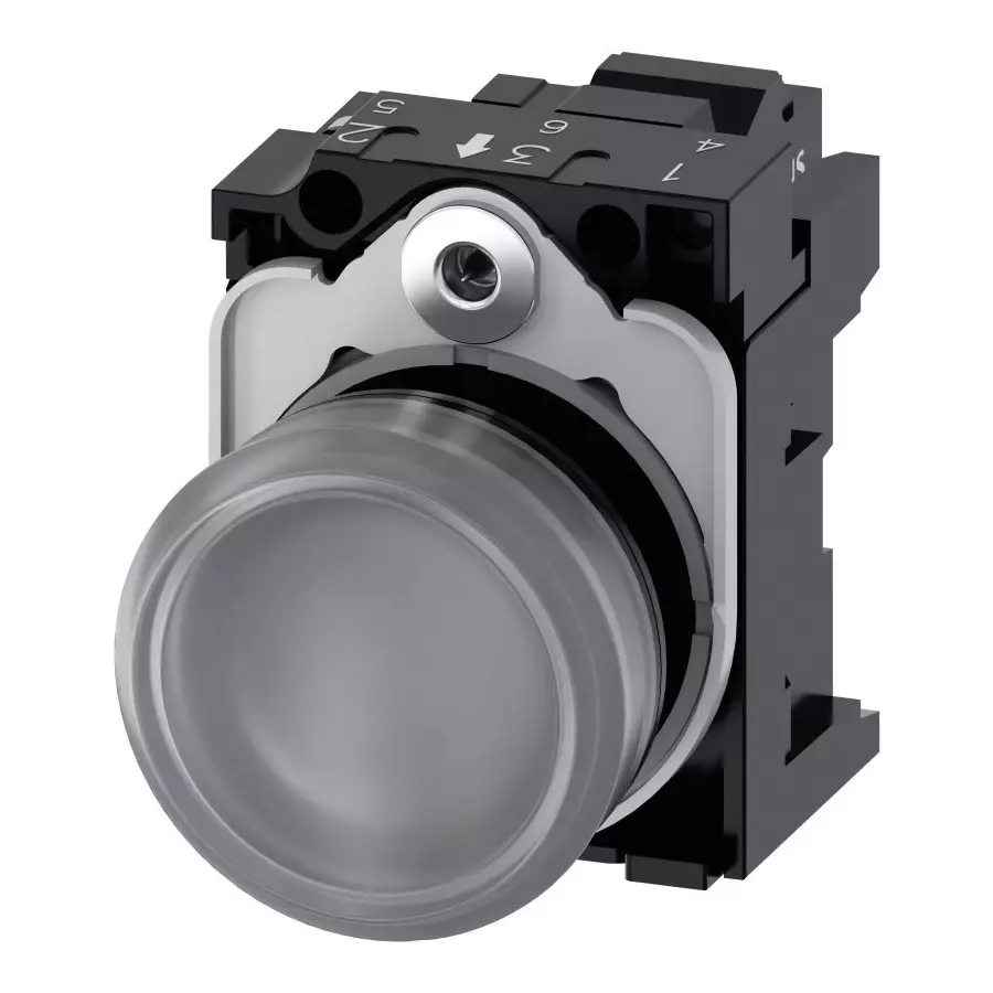 Siemens SIRIUS ACT 3SU11, Panel Mount White LED Indicator, 22mm Cutout, Round, 110 V AC, 3SU1103-6AA70-3AA0