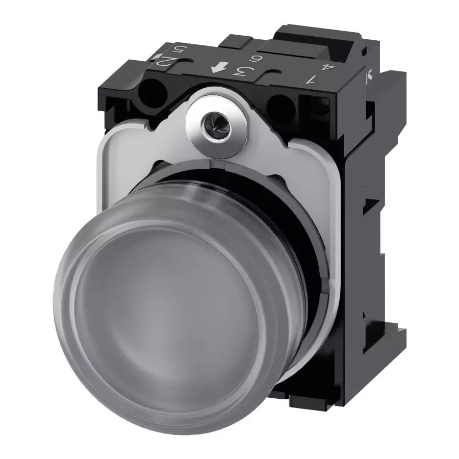 Siemens SIRIUS ACT 3SU11, Panel Mount White LED Indicator, 22mm Cutout, Round, 24 V AC/DC, 3SU1102-6AA70-3AA0