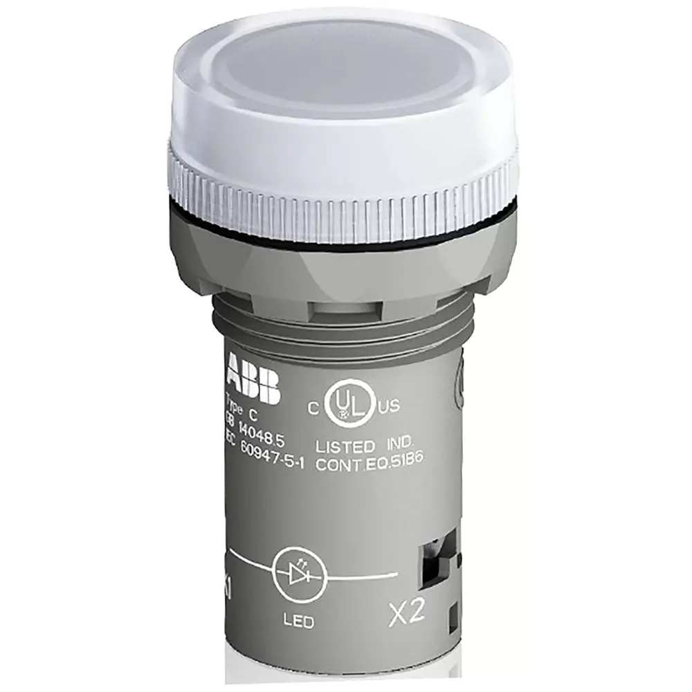ABB Panel Mount Clear LED Pilot Light, 22mm Cutout, Round, 230 V AC, 1SFA619403R5238CL2-523C