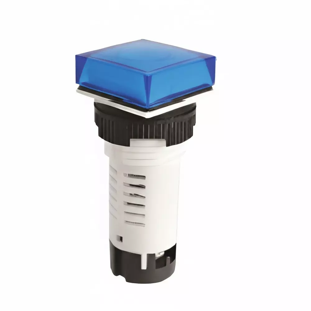 Teknic Economy Square Integral LED Pilot Light 6 VDC Blue LED Color & Blue Lens Color, 6PLBR6LQ