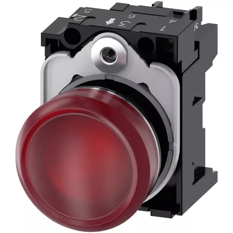 Siemens SIRIUS ACT 3SU11, Panel Mount Red LED Indicator, 22mm Cutout, Round, 110 V AC, 3SU1153-6AA20-1AA0