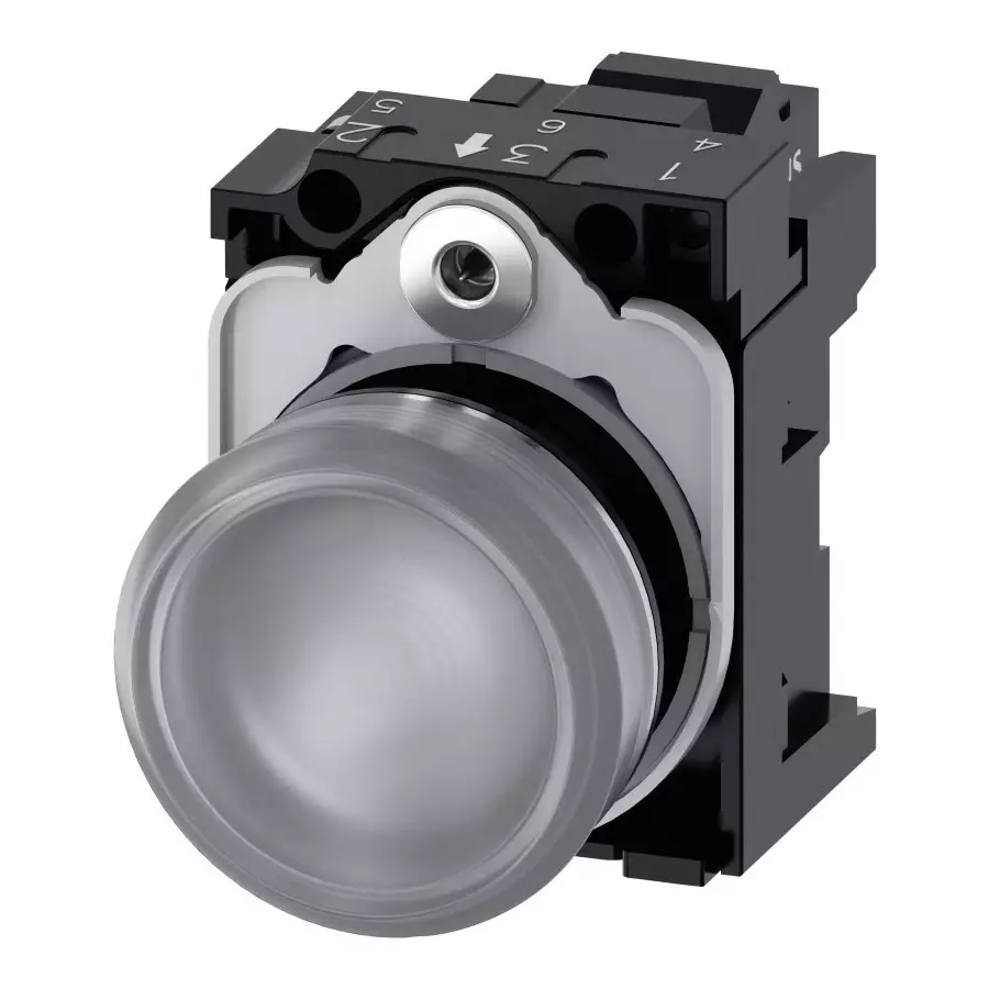 Siemens SIRIUS ACT 3SU11, Panel Mount White LED Indicator, 22mm Cutout, Round, 110 V AC, 3SU1153-6AA70-3AA0