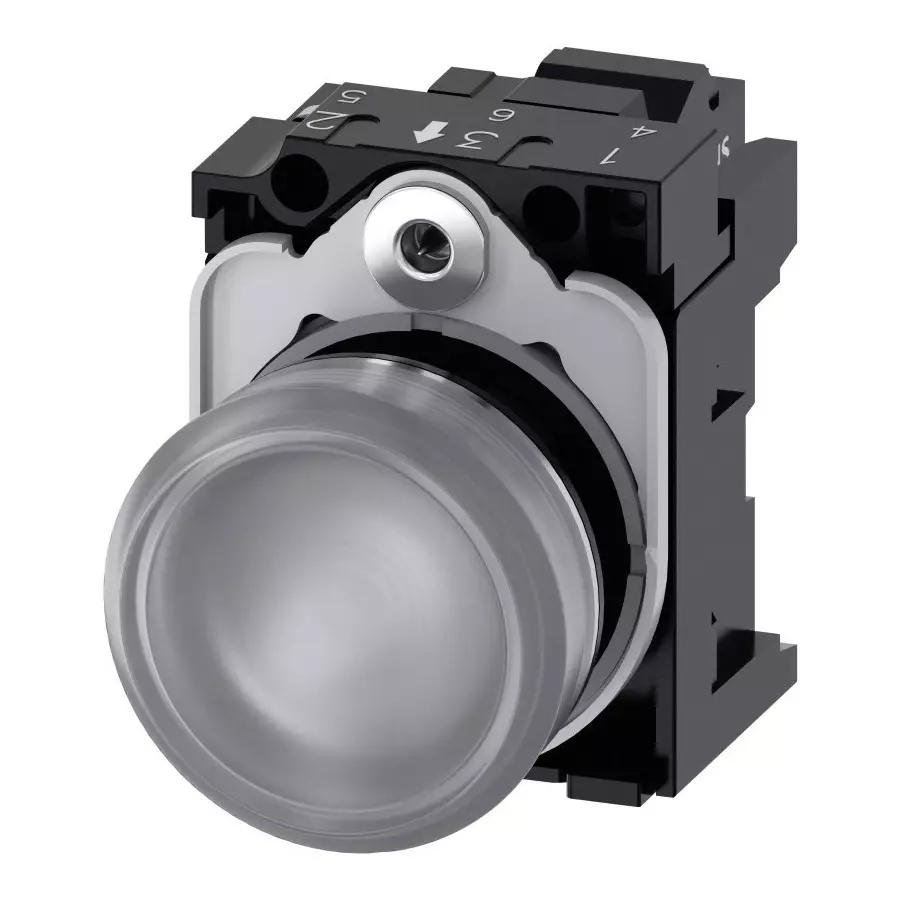 Siemens SIRIUS ACT 3SU11, Panel Mount White LED Indicator, 22mm Cutout, Round, 24 V AC/DC, 3SU1152-6AA70-3AA0