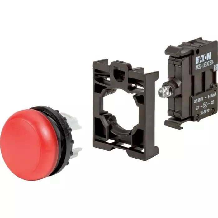 EATON Red LED Indicator, 22 mm Cutout, IP67, IP69K, Round, 132599 M22-L-R-LED230-BVP