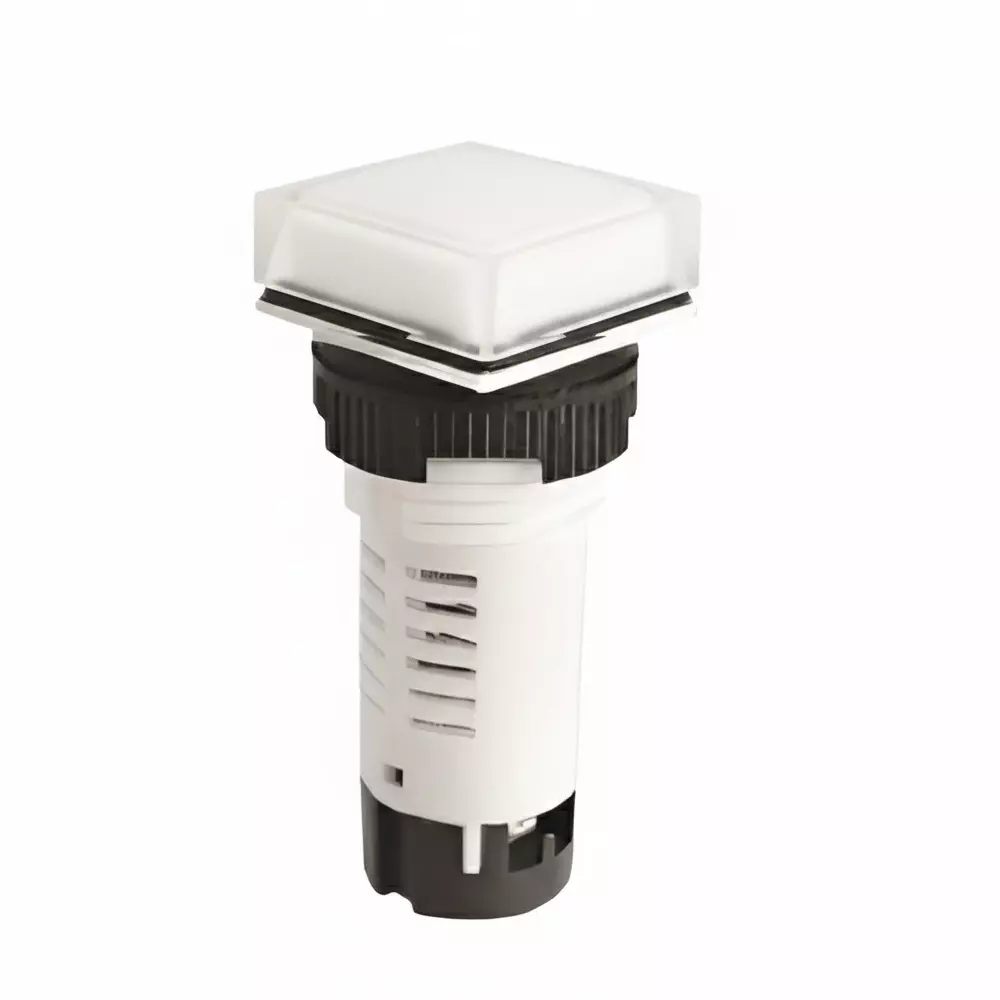 Teknic Economy Square Integral LED Pilot Light 12 VDC White LED Color & White Lens Color, 6PLBR1LQ(S)