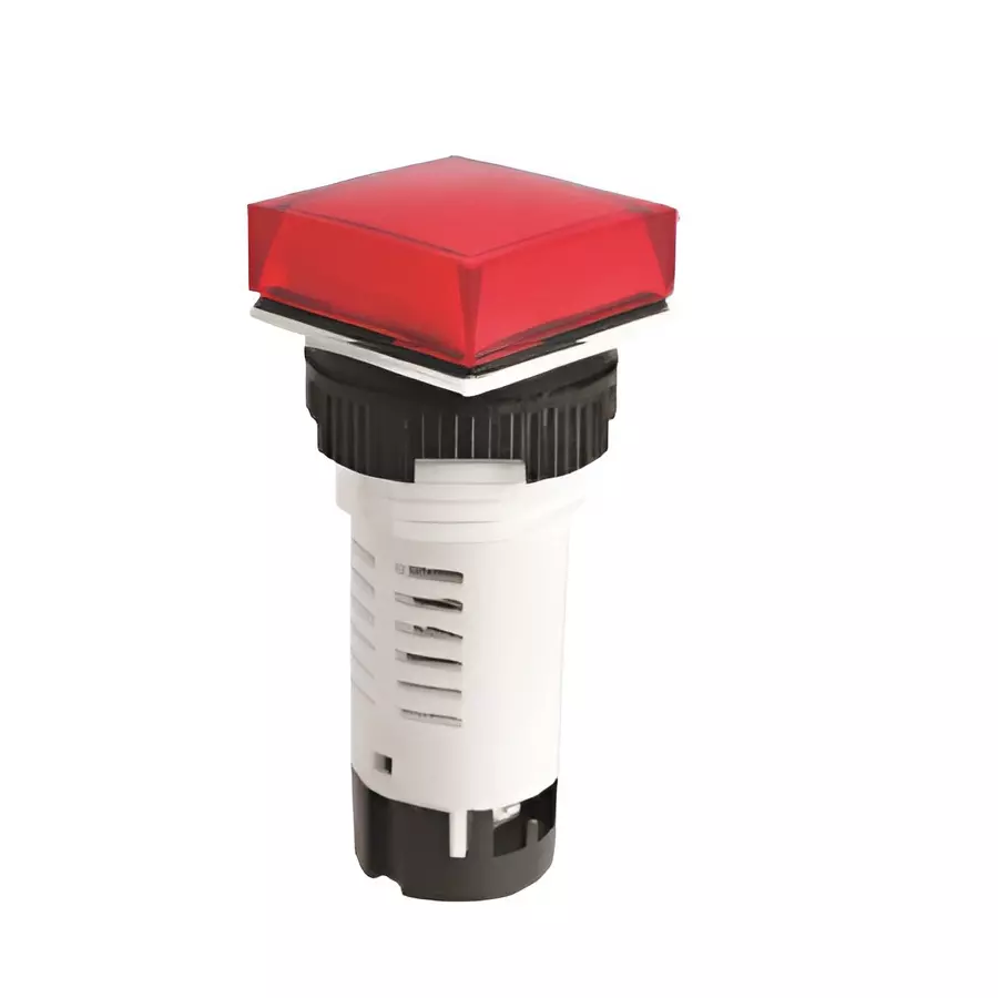 Teknic Economy Square Integral LED Pilot Light 48 VDC Red LED Color & Red Lens Color, 6PLBR4LQ