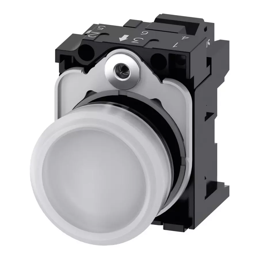 Siemens SIRIUS ACT 3SU11, Panel Mount White LED Indicator, 22mm Cutout, Round, 24 V AC/DC, 3SU1102-6AA60-3AA0