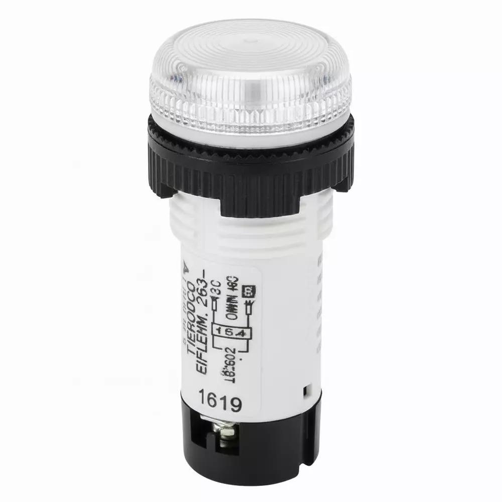 Teknic Economy Round Integral LED Pilot Light 24 VAC White LED Color & Clear Lens Color, 6PLBR7L(S)
