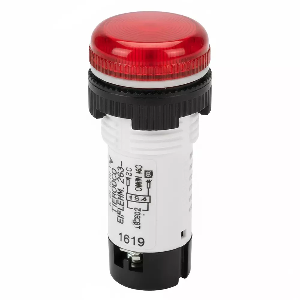 Teknic Economy Round Integral LED Pilot Light 24 VDC Red LED Color & Red Lens Color, 6PLBR4L