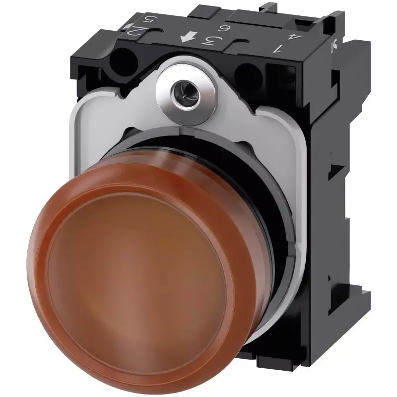 Siemens SIRIUS ACT 3SU11, Panel Mount Orange LED Indicator, 22mm Cutout, Round, 230 V AC, 3SU1106-6AA00-1AA0