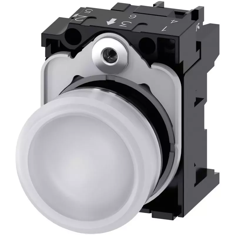 Siemens SIRIUS ACT 3SU11, Panel Mount White LED Indicator, 22mm Cutout, Round, 110 V AC, 3SU1153-6AA60-1AA0