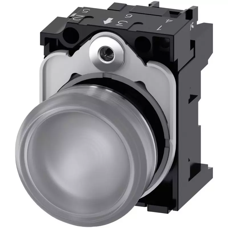 Siemens SIRIUS ACT 3SU11, Panel Mount White LED Indicator, 22mm Cutout, Round, 110 V AC, 3SU1153-6AA70-1AA0