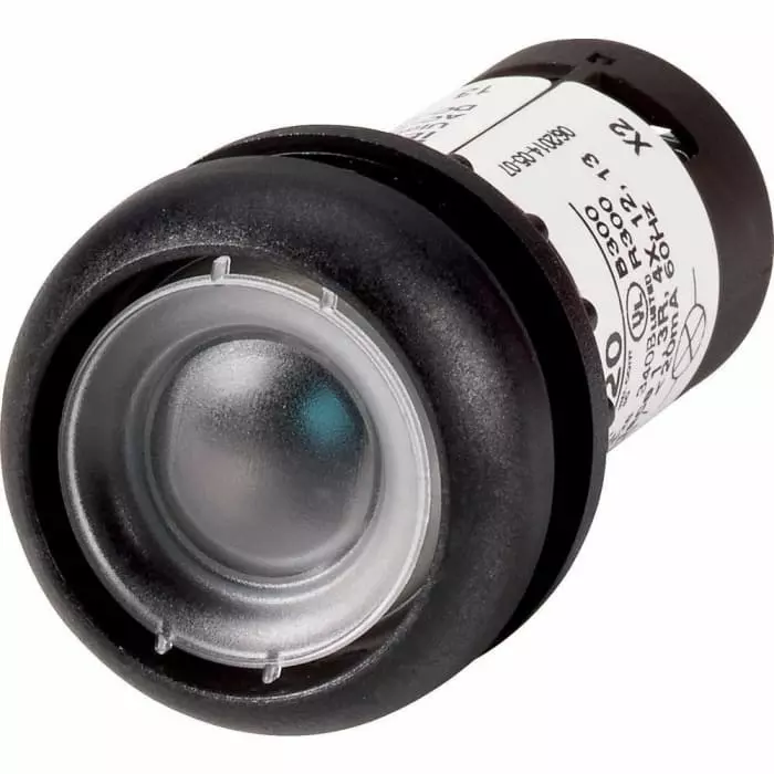 EATON Panel Mount Red LED Push Button, 22.5 mm Cutout, IP67, IP69K, Dome, 121703 C22S-DRL-XR-K01-120