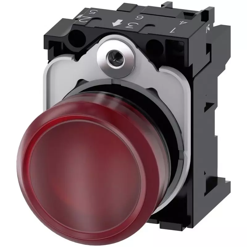 Siemens SIRIUS ACT 3SU11, Panel Mount Red LED Indicator, 22mm Cutout, Round, 110 V AC, 3SU1103-6AA20-1AA0