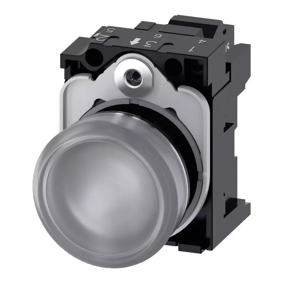 Siemens SIRIUS ACT 3SU11, Panel Mount White LED Indicator, 22mm Cutout, Round, 230 V AC, 3SU1156-6AA70-3AA0