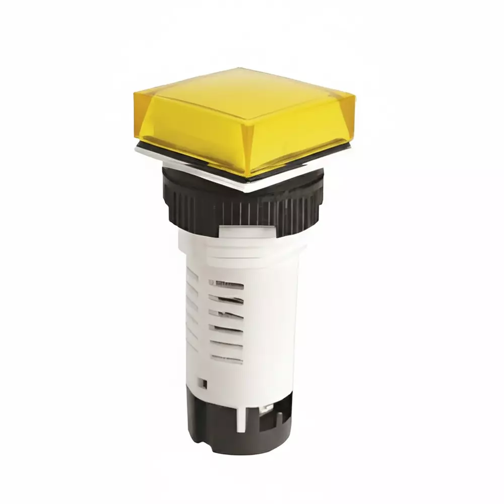 Teknic Economy Square Integral LED Pilot Light 24 VAC Yellow LED Color & Yellow Lens Color, 6PLBR8LQ