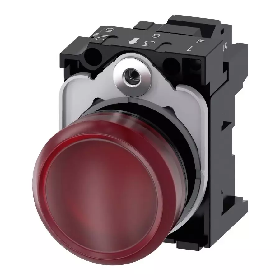 Siemens SIRIUS ACT 3SU11, Panel Mount Red LED Indicator, 22mm Cutout, Round, 230 V AC, 3SU1106-6AA20-3AA0