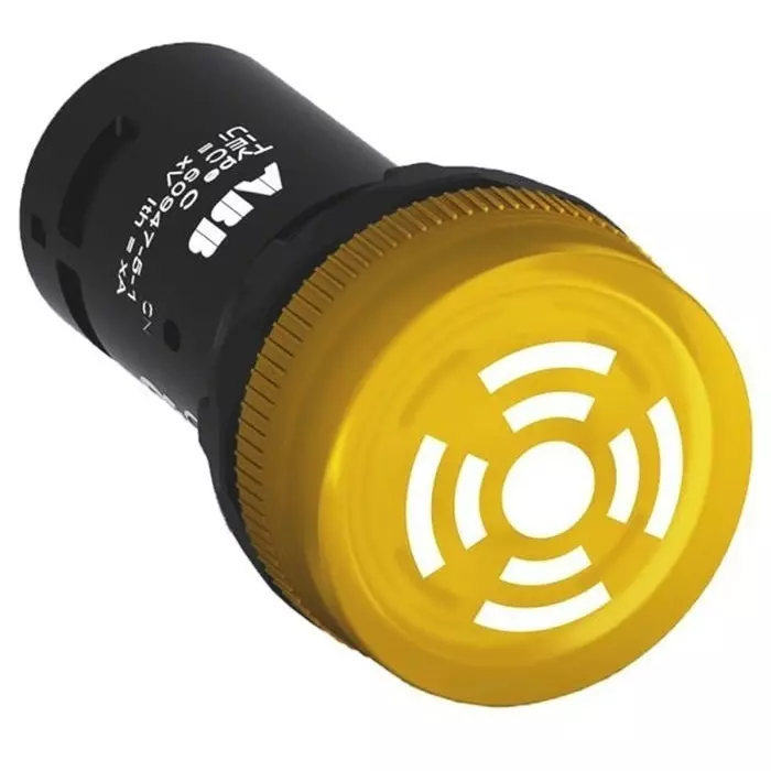 ABB Compact, Panel Mount Yellow LED Buzzer, 22mm Cutout, Round, 24 V AC/DC, 1SFA619600R6103CB1-610Y