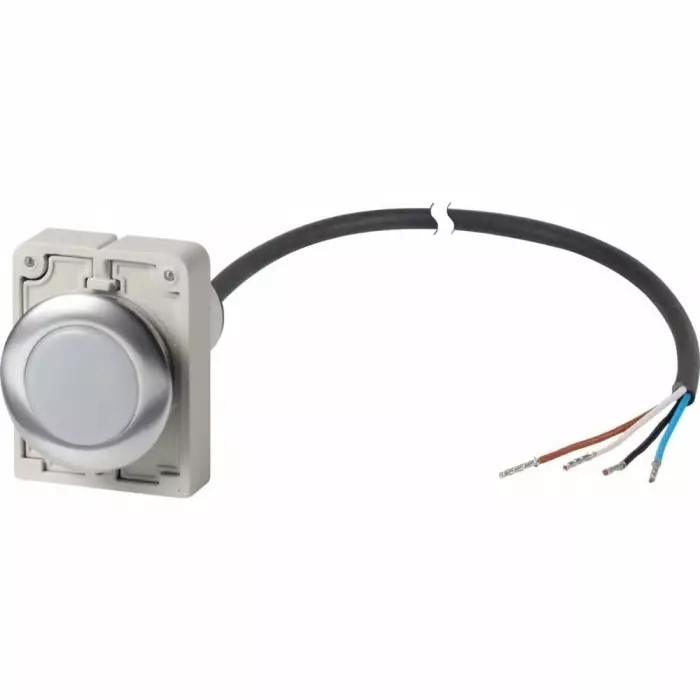 EATON Panel Mount White LED Indicator, 30 mm Cutout, Dome, 186072 C30C-FL-W-24-P65