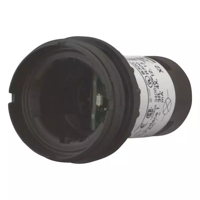 EATON Panel Mount White LED Indicator, 22.5 mm Cutout, IP67, IP69K, Dome, 121640 C22-L-XW-120