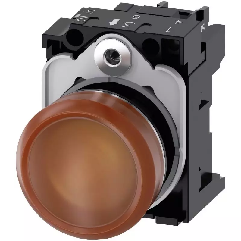 Siemens SIRIUS ACT 3SU11, Panel Mount Orange LED Indicator, 22mm Cutout, Round, 110 V AC, 3SU1153-6AA00-1AA0