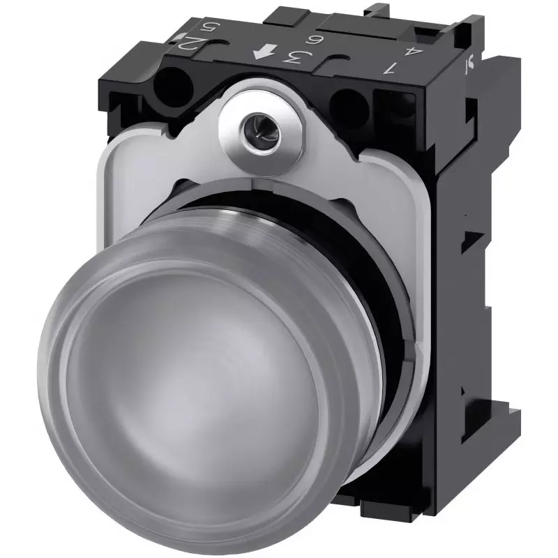 Siemens SIRIUS ACT 3SU11, Panel Mount Clear LED Indicator, 22mm Cutout, Round, 24 V AC/DC, 3SU1152-6AA70-1AA0