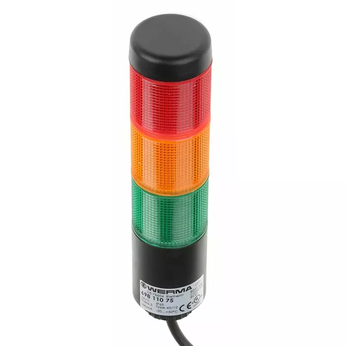 Werma Signal Tower Kompakt Series Red/Green/Yellow 3 Lights 24 V Base Mount, 698.110.75