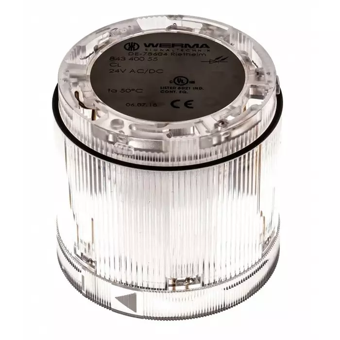 Werma Beacon Unit KombiSIGN 70 Series Clear Steady Effect 24 V LED Bulb AC DC IP54, 843.400.55