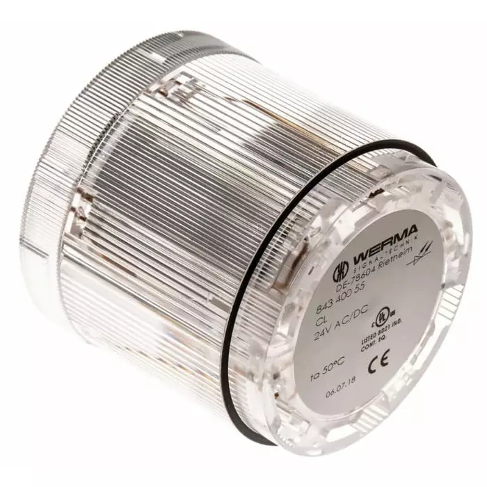 Werma Beacon Unit KombiSIGN 70 Series Clear Steady Effect 24 V LED Bulb AC DC IP54, 843.400.55